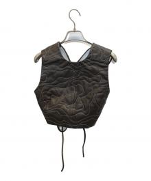 GANNI（ガニー）の古着「ラムレザーウエーブステッチベスト」｜ブラウン