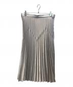 estetaエステータ）の古着「シャイニーサテン プリーツスカート」｜シルバー