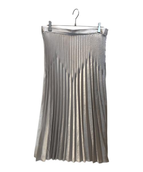 esteta（エステータ）esteta (エステータ) シャイニーサテン プリーツスカート シルバー サイズ:48の古着・服飾アイテム