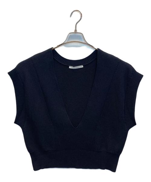 PLAIN PEOPLE（プレインピープル）PLAIN PEOPLE (プレインピープル) コットンニットショートベスト ブラック サイズ:9の古着・服飾アイテム