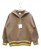 SEESETシーセット）の古着「ラインニットZIPプルオーバー」｜ブラウン