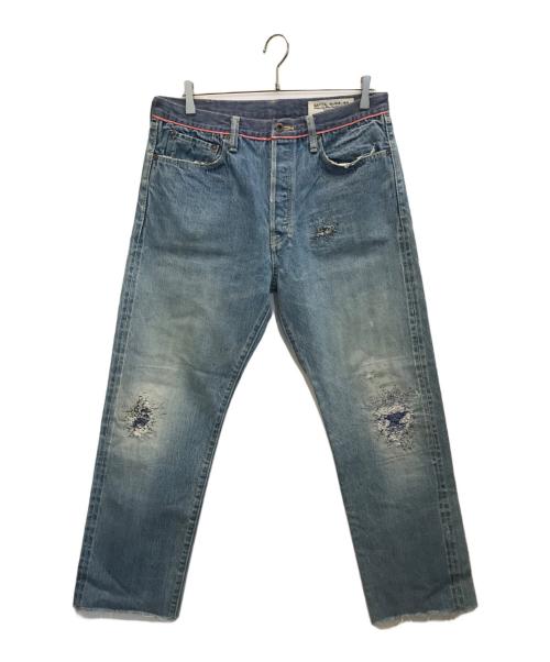 KAPITAL（キャピタル）KAPITAL (キャピタル) 刺し子ダメージ加工デニムパンツ ネイビー サイズ:36の古着・服飾アイテム