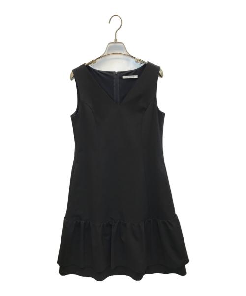 FOXEY NEWYORK（フォクシーニューヨーク）FOXEY NEWYORK (フォクシーニューヨーク) ギャザードレス Vネック ワンピース ネイビー サイズ:38の古着・服飾アイテム