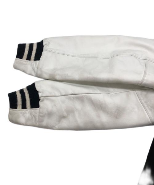 Thom Browne（トムブラウン）Thom Browne (トムブラウン) レザースリーブメルトンスタジャン ネイビー×ホワイト サイズ:2の古着・服飾アイテム