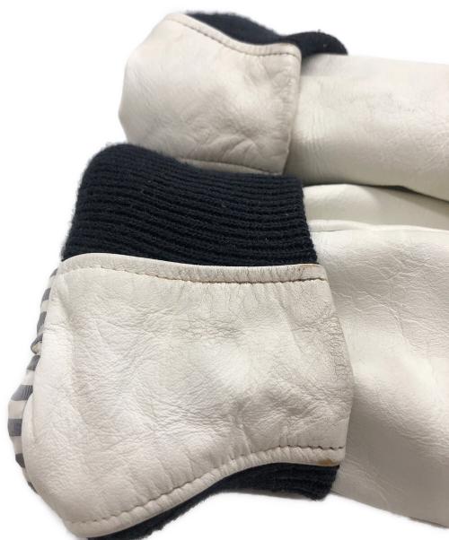 Thom Browne（トムブラウン）Thom Browne (トムブラウン) レザースリーブメルトンスタジャン ネイビー×ホワイト サイズ:2の古着・服飾アイテム