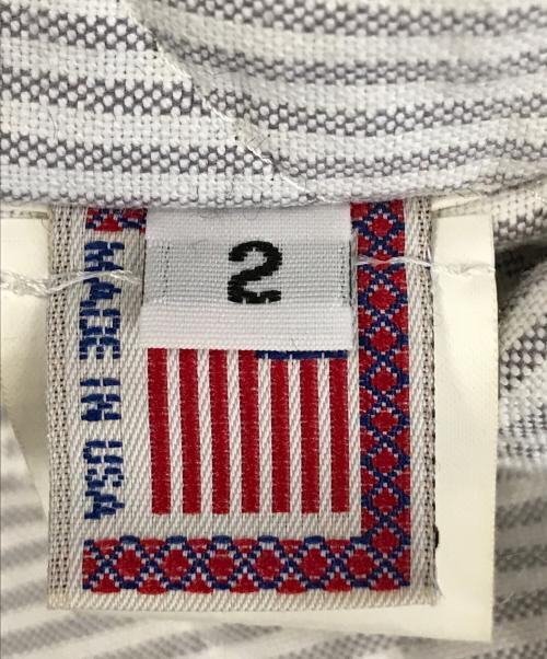 Thom Browne（トムブラウン）Thom Browne (トムブラウン) レザースリーブメルトンスタジャン ネイビー×ホワイト サイズ:2の古着・服飾アイテム