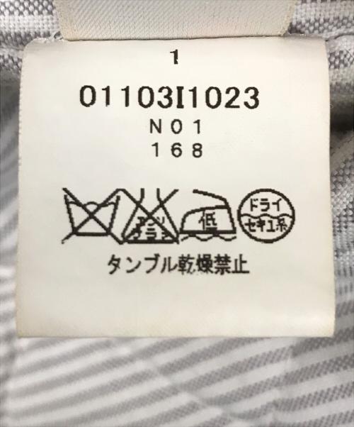 Thom Browne（トムブラウン）Thom Browne (トムブラウン) レザースリーブメルトンスタジャン ネイビー×ホワイト サイズ:2の古着・服飾アイテム