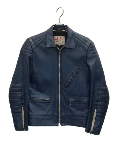ADDICT CLOTHES（アディクト クローズ）ADDICT CLOTHES (アディクト クローズ) AD-07/シープレザーライダースジャケット ブルー サイズ:36の古着・服飾アイテム