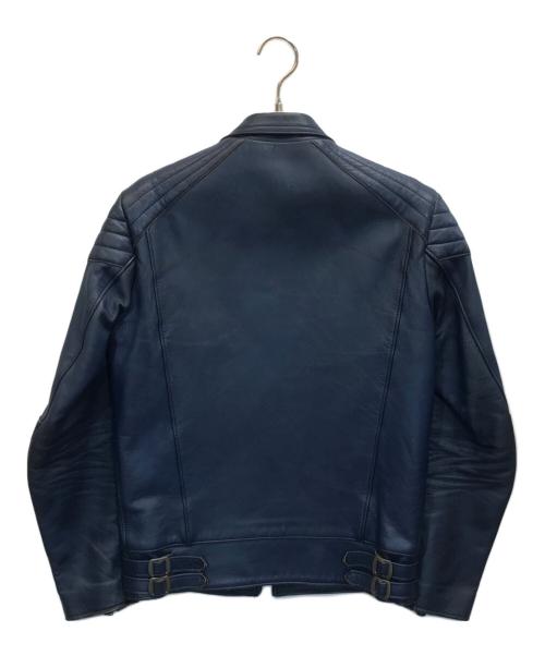 ADDICT CLOTHES（アディクト クローズ）ADDICT CLOTHES (アディクト クローズ) AD-07/シープレザーライダースジャケット ブルー サイズ:36の古着・服飾アイテム