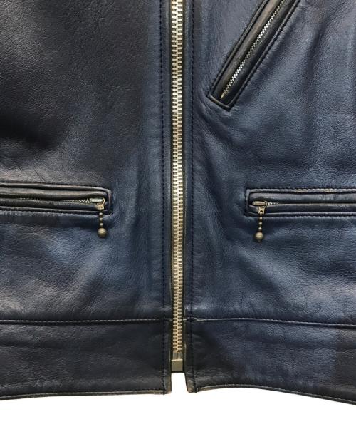 ADDICT CLOTHES（アディクト クローズ）ADDICT CLOTHES (アディクト クローズ) AD-07/シープレザーライダースジャケット ブルー サイズ:36の古着・服飾アイテム