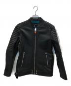 DIESELディーゼル）の古着「シープスキンライダースジャケット」｜ブラック