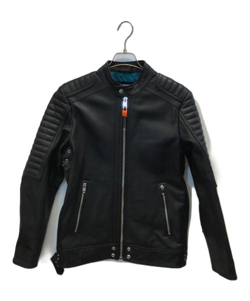DIESEL（ディーゼル）DIESEL (ディーゼル) シープスキンライダースジャケット ブラック サイズ:Sの古着・服飾アイテム