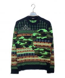 DIESEL（ディーゼル）の古着「ジャガードパイルニット」｜ネイビー