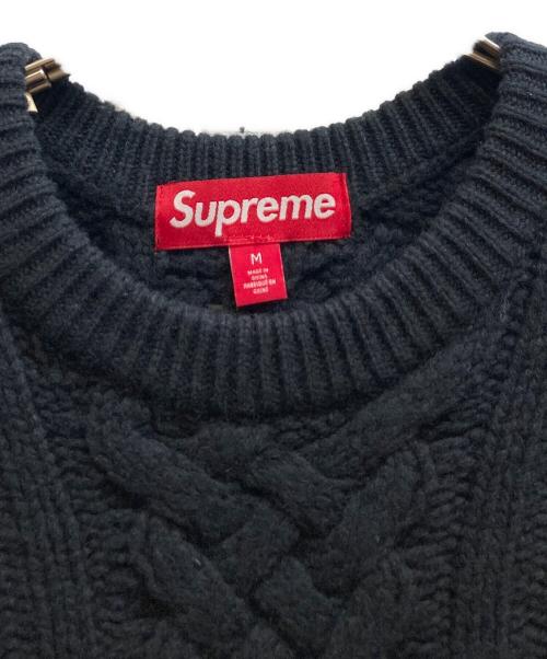 SUPREME（シュプリーム）Supreme (シュプリーム) 23AW Applique Cable Knit Sweater ブラック サイズ:Mの古着・服飾アイテム