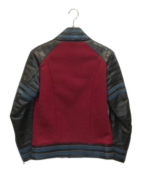 blackmeans（ブラックミーンズ）blackmeans (ブラックミーンズ) レザー/メルトン ライダースジャケット ブラック×レッド サイズ:2の古着・服飾アイテム