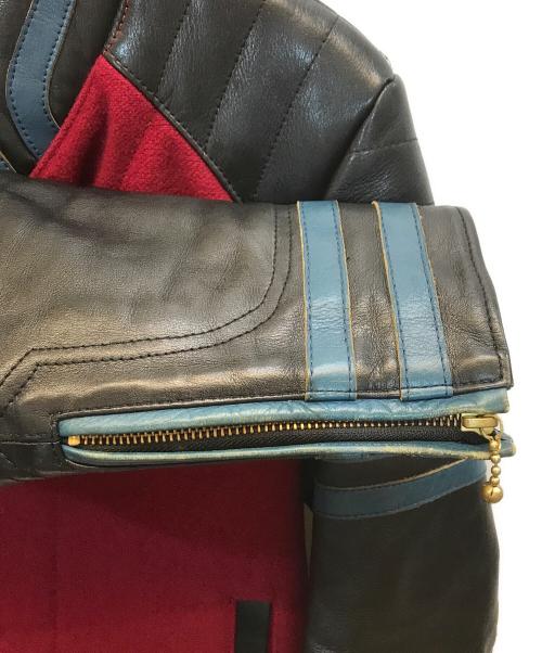 blackmeans（ブラックミーンズ）blackmeans (ブラックミーンズ) レザー/メルトン ライダースジャケット ブラック×レッド サイズ:2の古着・服飾アイテム