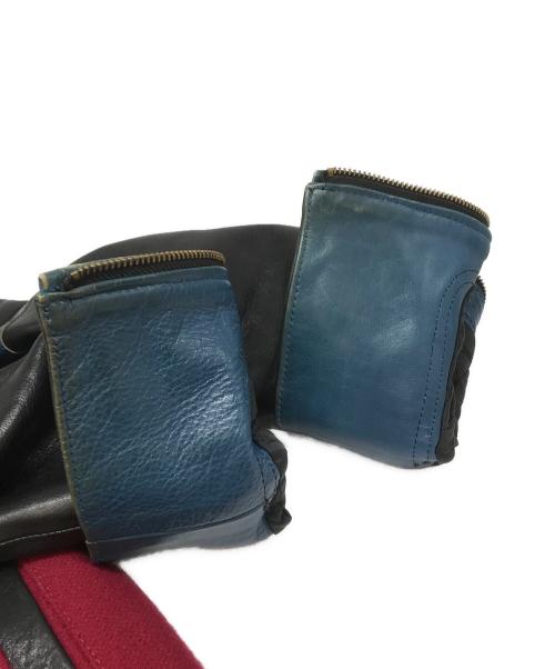 blackmeans（ブラックミーンズ）blackmeans (ブラックミーンズ) レザー/メルトン ライダースジャケット ブラック×レッド サイズ:2の古着・服飾アイテム