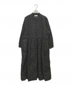 SOILソイル）の古着「バンドカラードットワンピース」｜ブラック