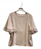 Nobleノーブル）の古着「ラダーレースラインシアーラッフルブラウス」｜ベージュ