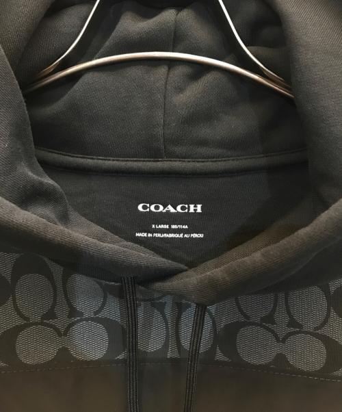 COACH（コーチ）COACH (コーチ) シグネチャーフーディー ブラック×グレー サイズ:XLの古着・服飾アイテム