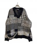 CMMN SWDNコモンスウェーデン）の古着「apollo patchwork ニット」｜ブラック