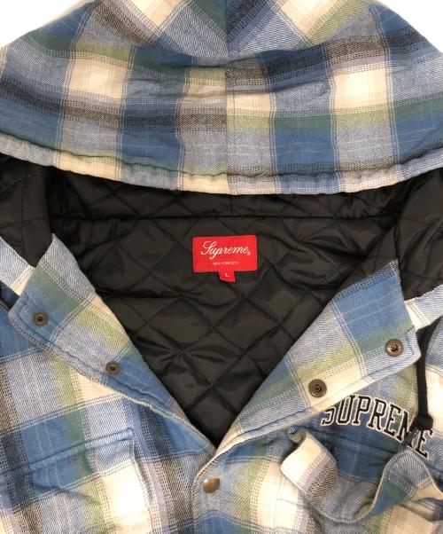 SUPREME（シュプリーム）Supreme (シュプリーム) Quilted Hooded Plaid Shirt ブルー サイズ:Lの古着・服飾アイテム