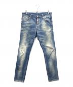 DSQUARED2ディースクエアード）の古着「ペイント/ダメージ加工デニムパンツ」｜インディゴ