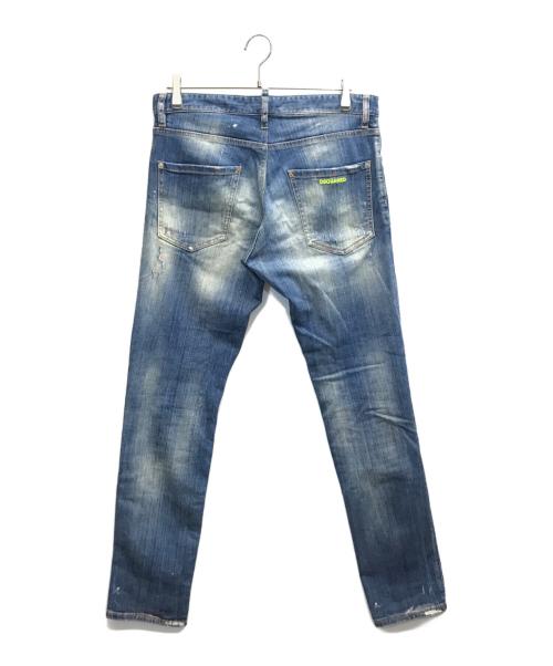 DSQUARED2（ディースクエアード）DSQUARED2 (ディースクエアード) ペイント/ダメージ加工デニムパンツ インディゴ サイズ:50の古着・服飾アイテム