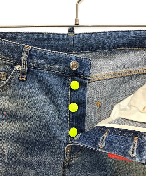 DSQUARED2（ディースクエアード）DSQUARED2 (ディースクエアード) ペイント/ダメージ加工デニムパンツ インディゴ サイズ:50の古着・服飾アイテム