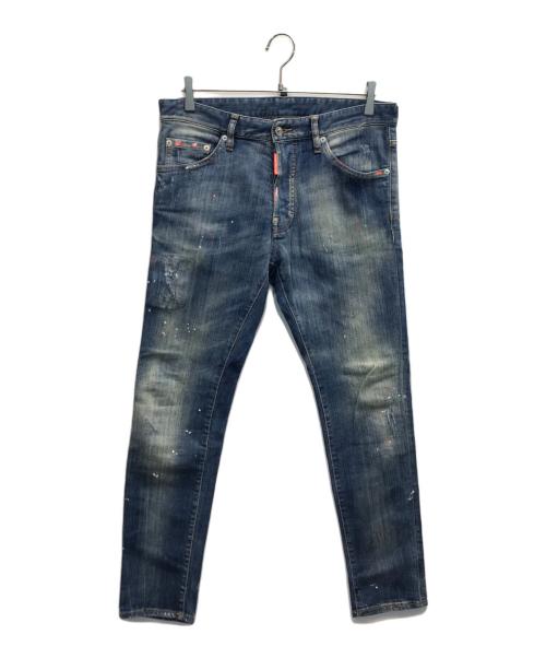 DSQUARED2（ディースクエアード）DSQUARED2 (ディースクエアード) ペイント/ダメージ加工デニムパンツ インディゴ サイズ:48の古着・服飾アイテム