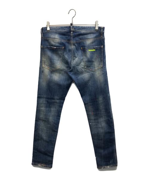 DSQUARED2（ディースクエアード）DSQUARED2 (ディースクエアード) ペイント/ダメージ加工デニムパンツ インディゴ サイズ:48の古着・服飾アイテム