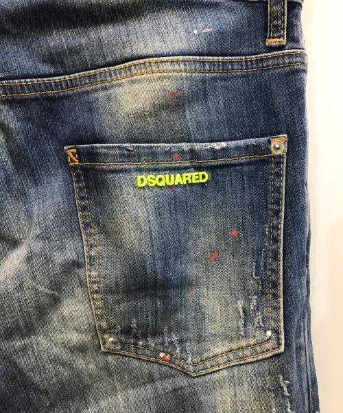 DSQUARED2（ディースクエアード）DSQUARED2 (ディースクエアード) ペイント/ダメージ加工デニムパンツ インディゴ サイズ:48の古着・服飾アイテム