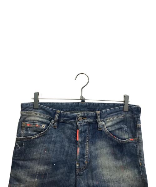 DSQUARED2（ディースクエアード）DSQUARED2 (ディースクエアード) ペイント/ダメージ加工デニムパンツ インディゴ サイズ:48の古着・服飾アイテム