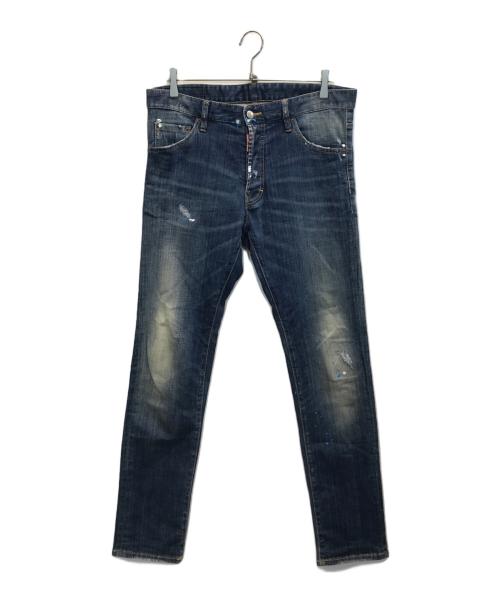 DSQUARED2（ディースクエアード）DSQUARED2 (ディースクエアード) ペイント/ダメージ加工デニムパンツ インディゴ サイズ:48の古着・服飾アイテム