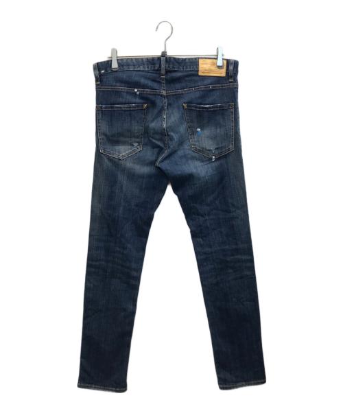 DSQUARED2（ディースクエアード）DSQUARED2 (ディースクエアード) ペイント/ダメージ加工デニムパンツ インディゴ サイズ:48の古着・服飾アイテム