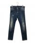 DSQUARED2（ディースクエアード）の古着「ペイント/ダメージ加工デニムパンツ」｜インディゴ
