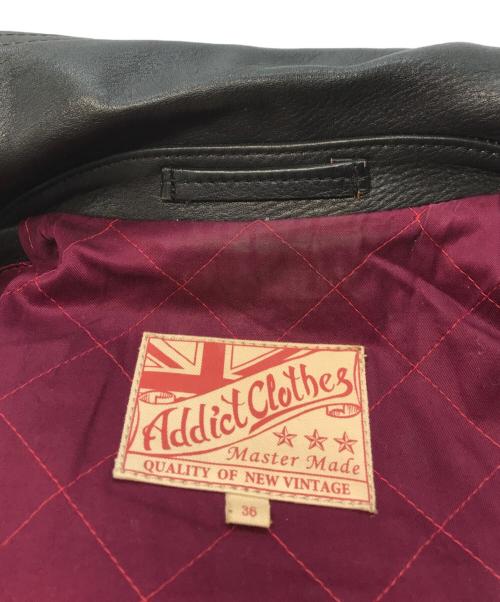 ADDICT CLOTHES（アディクト クローズ）ADDICT CLOTHES (アディクト クローズ) ダブルライダースジャケット ブラック サイズ:36の古着・服飾アイテム