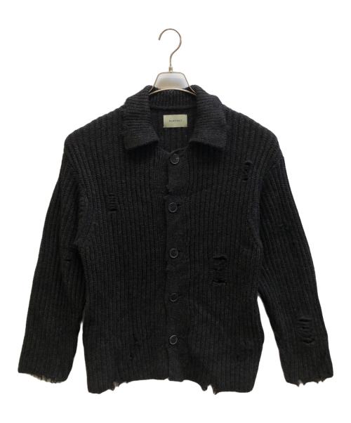 NVRFRGT（ネヴァーフォーゲット）NVRFRGT (ネヴァーフォーゲット) RAW WOOL DAMAGED CARDIGAN ブラック サイズ:1の古着・服飾アイテム