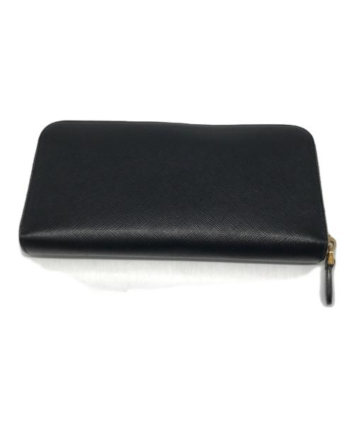 PRADA（プラダ）PRADA (プラダ) サフィアーノラウンドファスナーウォレット ブラックの古着・服飾アイテム