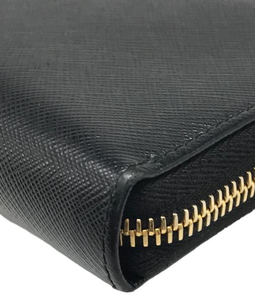 PRADA（プラダ）PRADA (プラダ) サフィアーノラウンドファスナーウォレット ブラックの古着・服飾アイテム