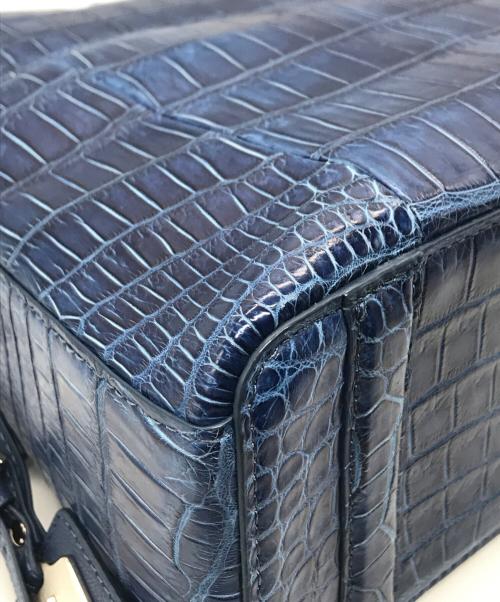 Pelley Lusso（ペレリールッソ）Pelley Lusso (ペレリールッソ) クロコ バンブー 3wayショルダーバッグ ブルーの古着・服飾アイテム