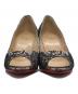 Christian Louboutin (クリスチャン・ルブタン) オープントゥレースパンプス ピンク×ブラック サイズ:35 1/2：14000円