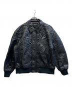 MENACE×grow aroundメナス×）の古着「EMBROIDERED LEATHER PAISLEY BOMBER JACKET」｜ブラック