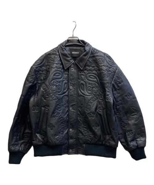 MENACE（メナス）MENACE (メナス) grow around EMBROIDERED LEATHER PAISLEY BOMBER JACKET ブラック サイズ:Lの古着・服飾アイテム