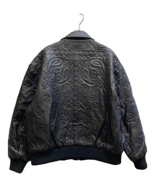 MENACE（メナス）MENACE (メナス) grow around EMBROIDERED LEATHER PAISLEY BOMBER JACKET ブラック サイズ:Lの古着・服飾アイテム