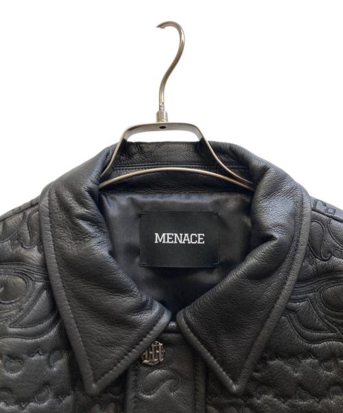 MENACE（メナス）MENACE (メナス) grow around EMBROIDERED LEATHER PAISLEY BOMBER JACKET ブラック サイズ:Lの古着・服飾アイテム
