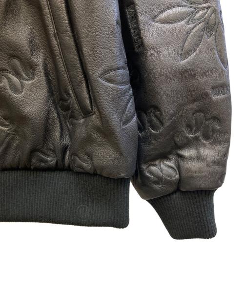 MENACE（メナス）MENACE (メナス) grow around EMBROIDERED LEATHER PAISLEY BOMBER JACKET ブラック サイズ:Lの古着・服飾アイテム