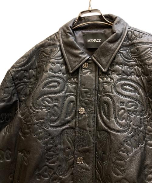 MENACE（メナス）MENACE (メナス) grow around EMBROIDERED LEATHER PAISLEY BOMBER JACKET ブラック サイズ:Lの古着・服飾アイテム