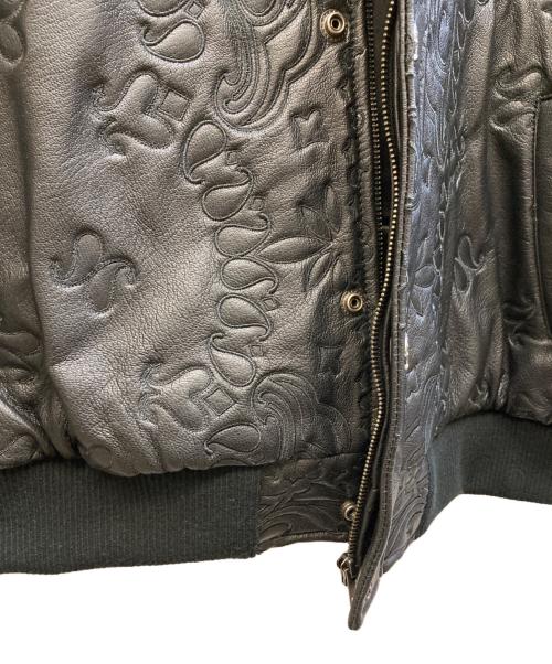 MENACE（メナス）MENACE (メナス) grow around EMBROIDERED LEATHER PAISLEY BOMBER JACKET ブラック サイズ:Lの古着・服飾アイテム