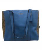 COACHコーチ）の古着「ハドソン ダブル ハンドル トート・カラーブロック」｜ブルー×ベージュ
